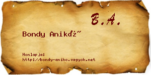 Bondy Anikó névjegykártya