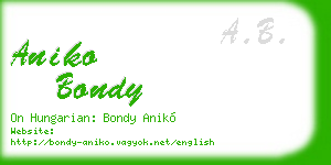 aniko bondy business card